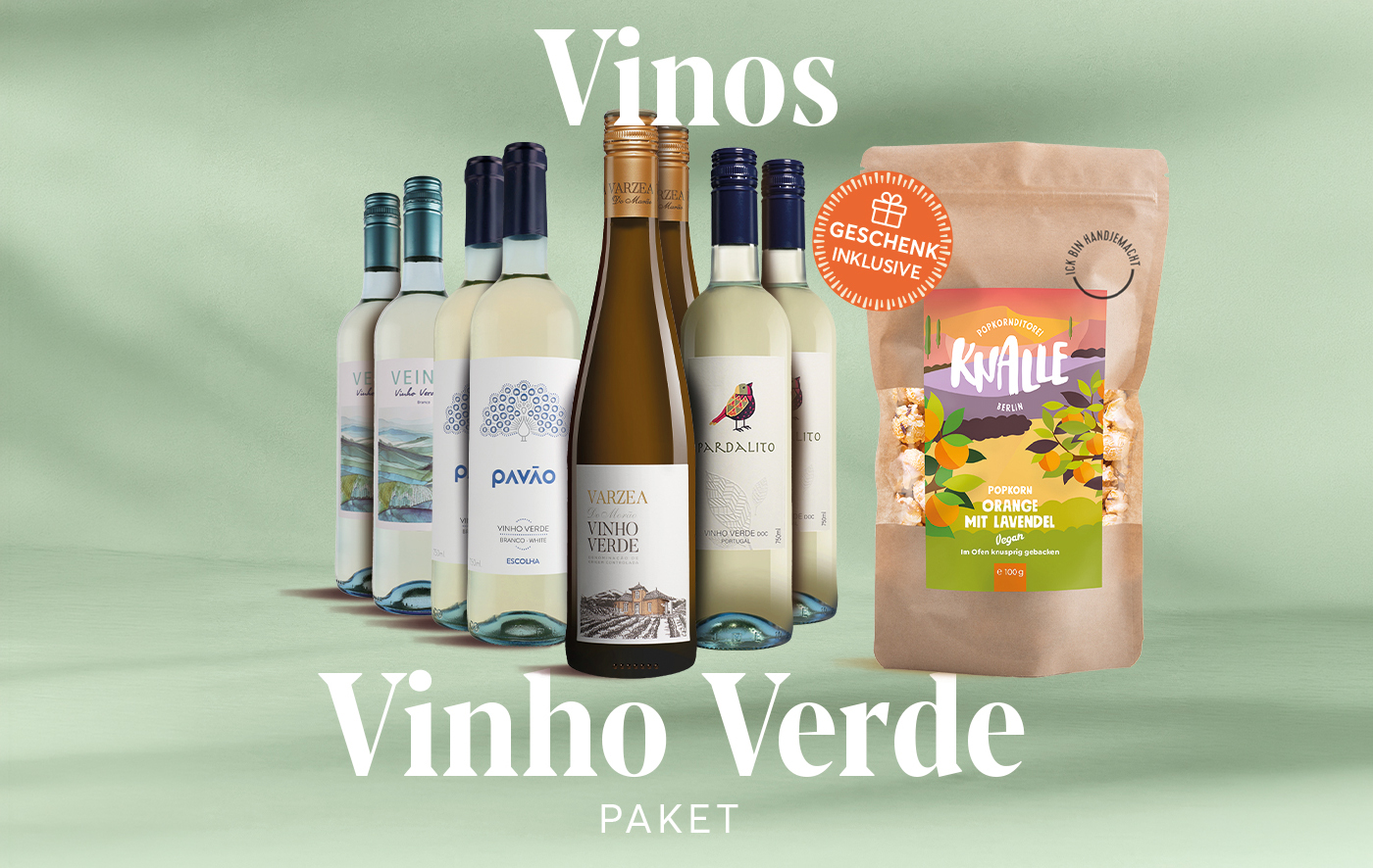 Vinho Verde Paket (4x2 Weißweine + Knalle Popkorn)