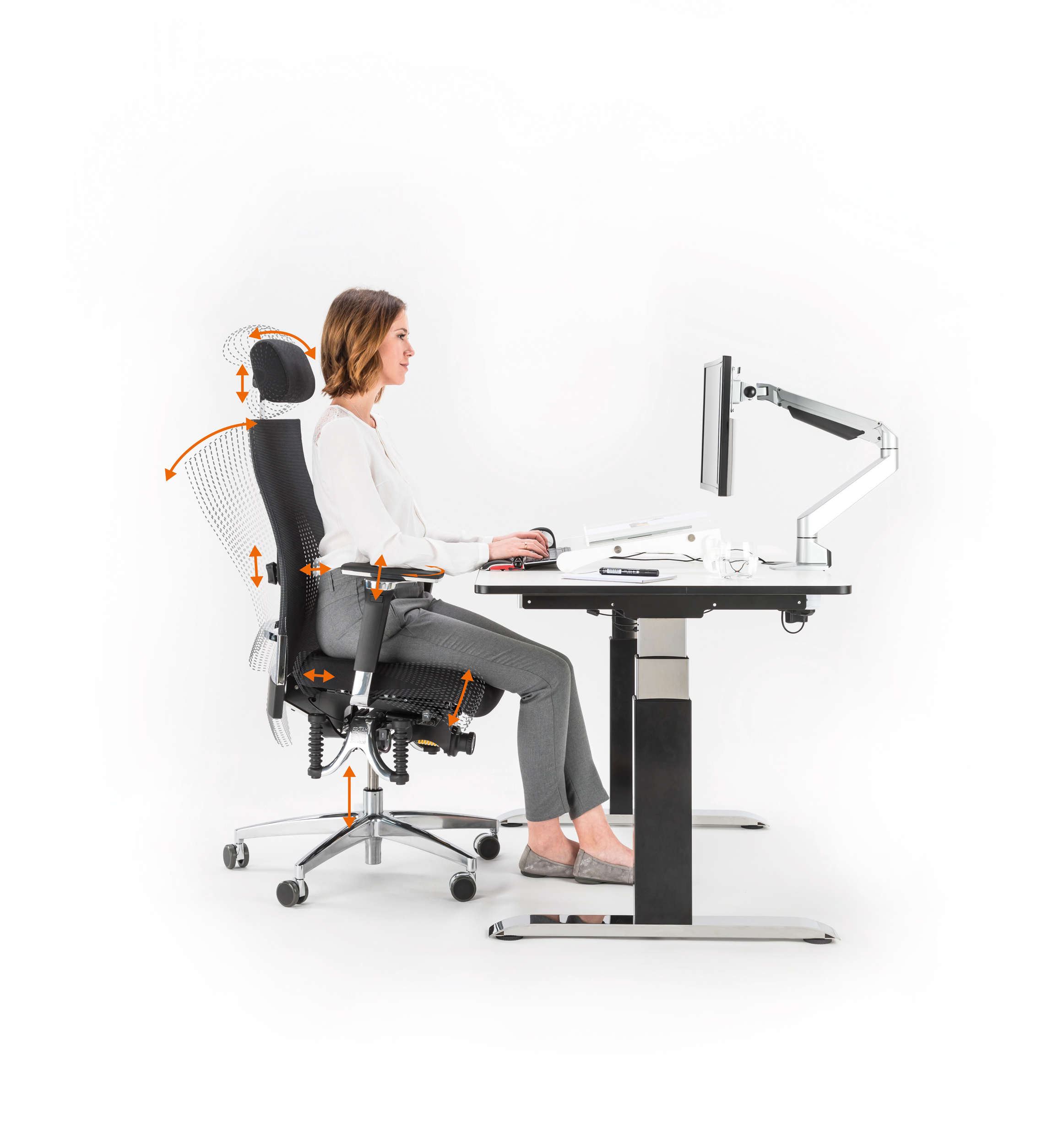 Muckenthaler`s ergonomischer Bürostuhl BIOSWING 660 iQ Leder schwarz