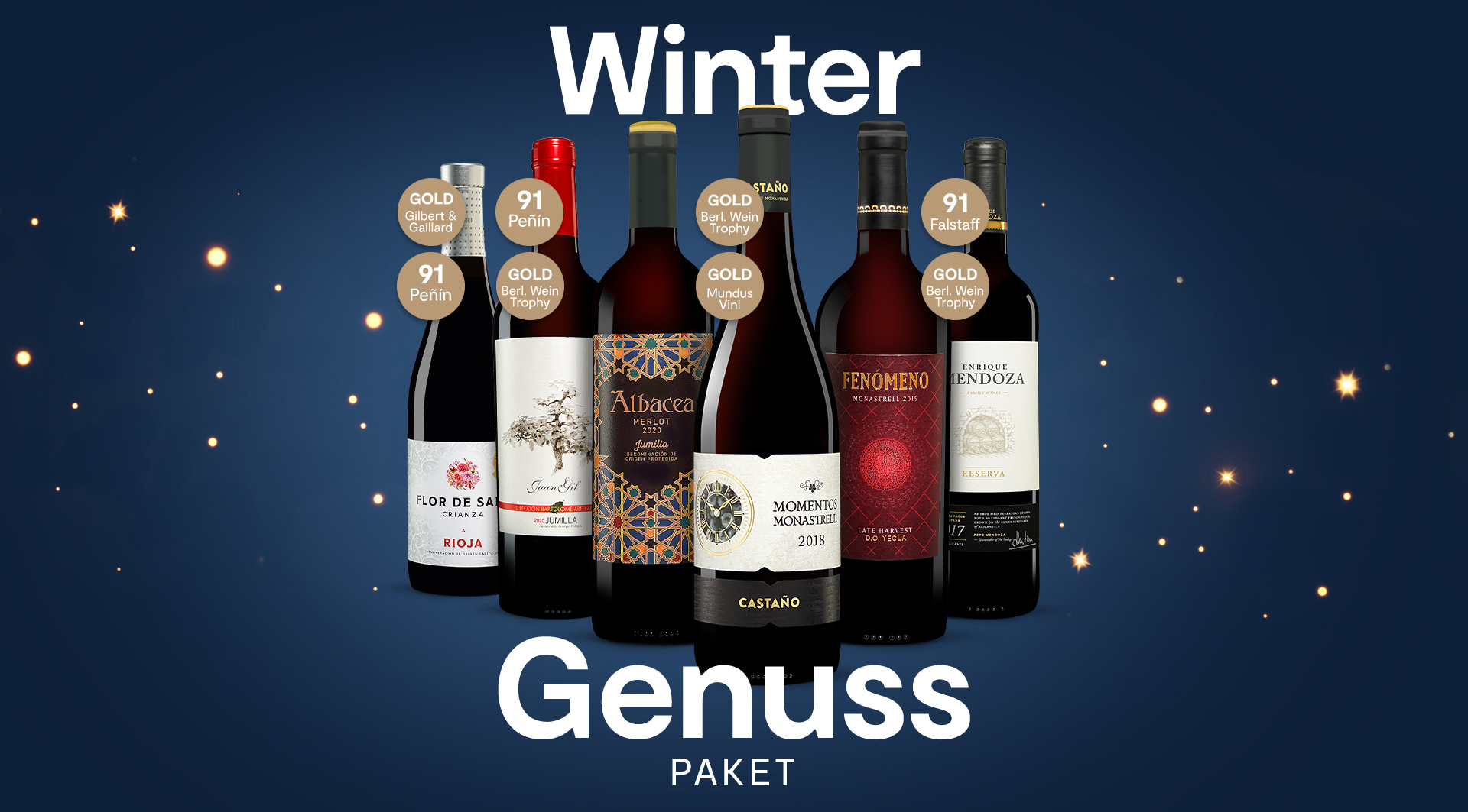Winter Genuss Paket mit 6 erstklassigen Rotweinen