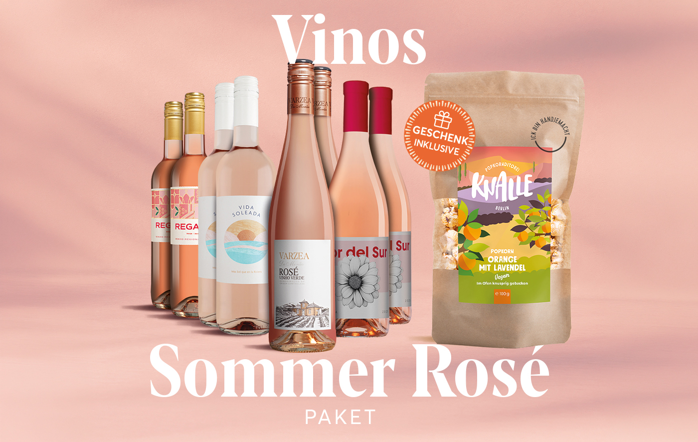 Vinos Sommer Rosé Paket mit Knalle Popkorn