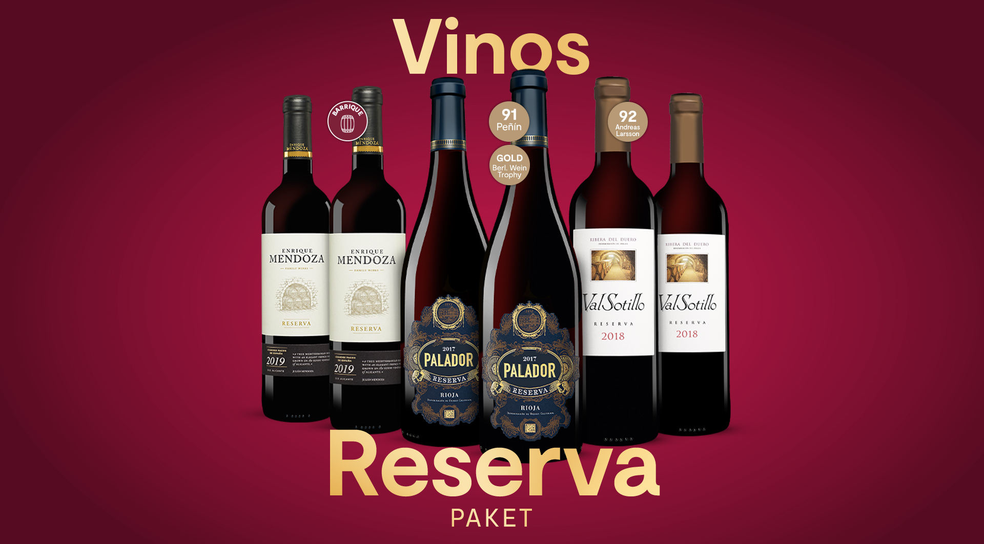 Vinos Reserva Paket - Fassgereifte Rotwein-Schätze aus Spanien